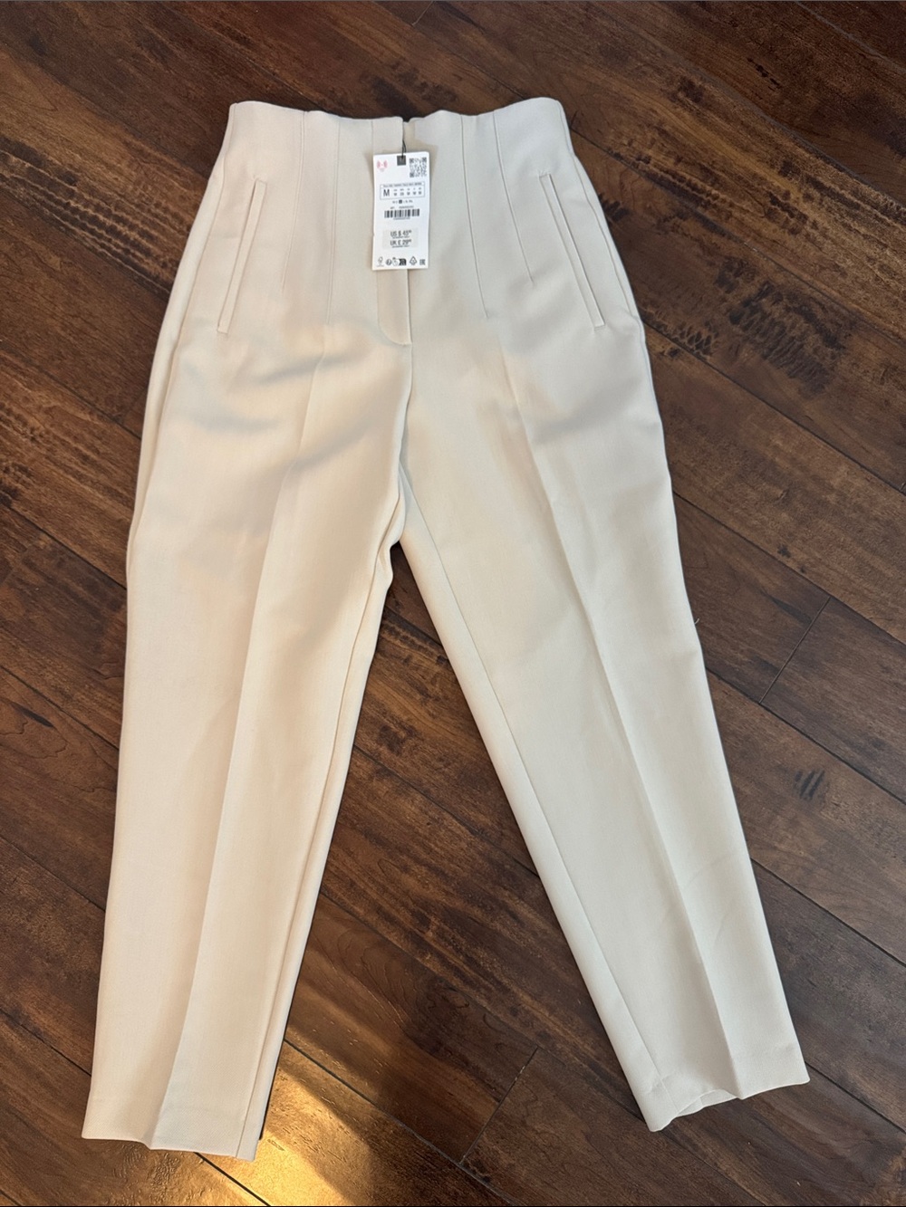 Zara Women's High-Waist oyster white ankle pant